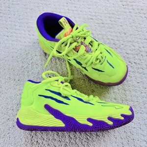 Puma x Lamelo Ball MB.03 Spark Neon Green and Purple Sneakers